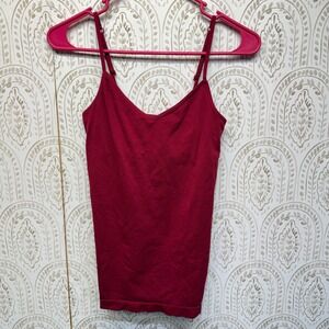 Merona Camisole Tank Top Womens S Burgundy Red Seamless V-Neck Spaghetti Strap